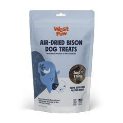 WEST PAW bison lung treats packaging shows USA-made quality and natural ingredients.