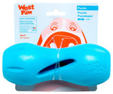 West Paw Qwizl interactive-treat-dispensing-toy in aqua blue for enrichment.