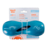 West Paw Qwizl treat toy in River Blue shows durable chewing and treat-release play.