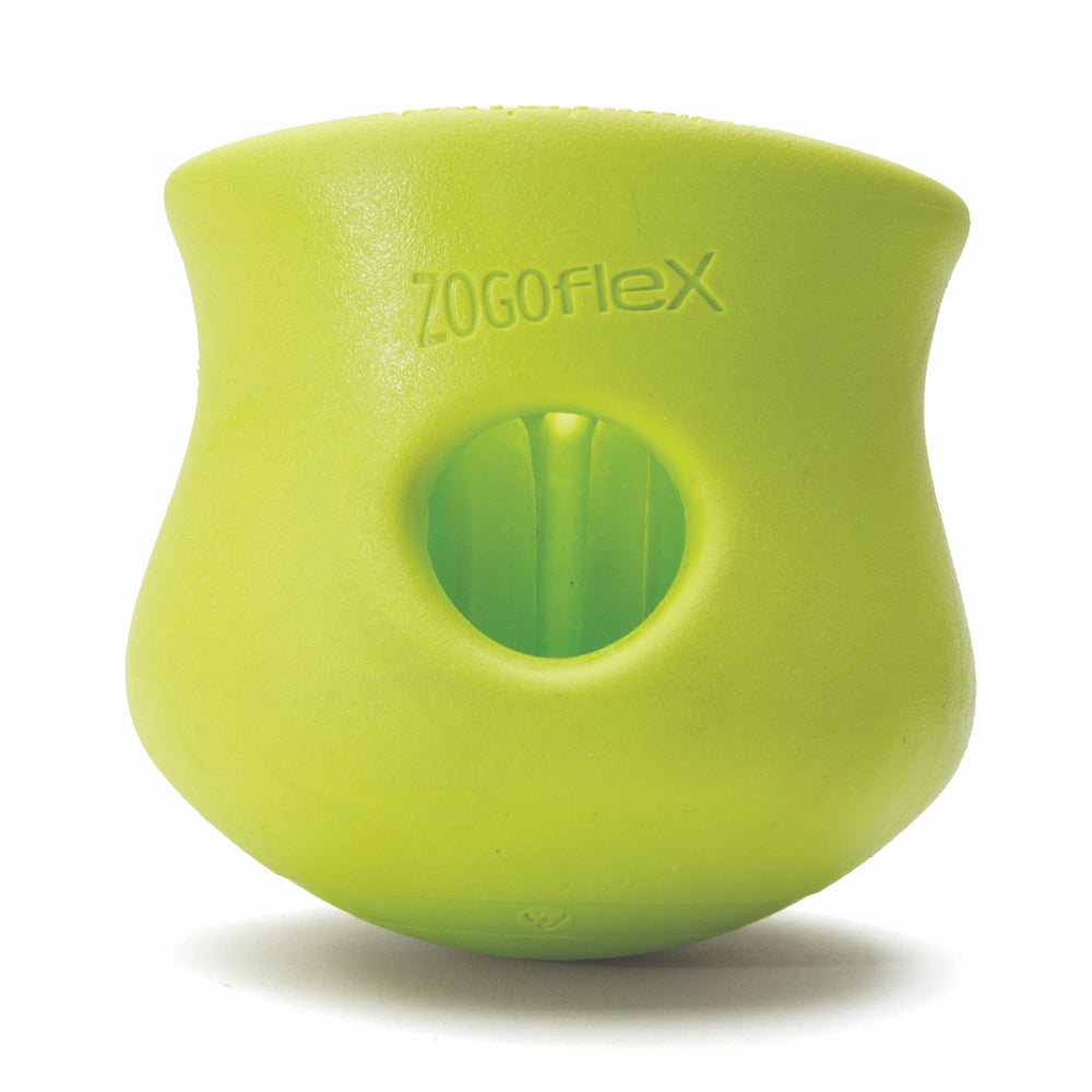 WEST PAW Toppl treat-dispensing toy in Granny Smith color for interactive play.