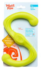 West Paw Zogoflex Bumi in fetch action for durable play.