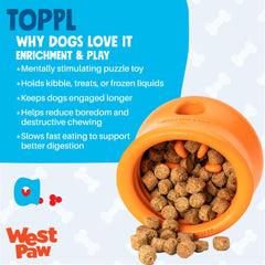 West Paw Toppl aqua blue exterior demonstrates durability for moderate chewers during daily play.