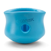 West Paw Zogoflex Toppl Aqua Blue treat-dispensing toy holds kibble for enrichment.