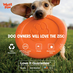 West Paw Zogoflex Zisc soft-mouth dog toy suitable for gentle fetch.