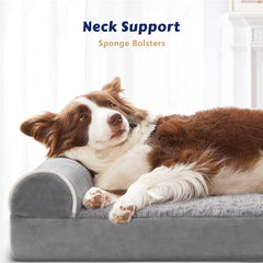 WESTERN HOME bolster-cushion-dog-bed with side pillows for security and added support.