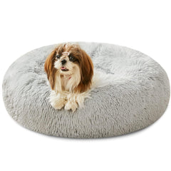 WESTERN HOME WH Calming Bed round outer faux fur surface for cozy naps.