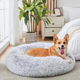 WESTERN HOME WH calming bed round fur cuddle for restful pet comfort.