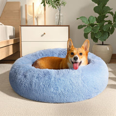WESTERN HOME WH calming dog bed faux fur close-up for plush comfort.
