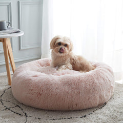Western Home WH calming dog-cat bed outer shot showing plush donut design for cozy rest
