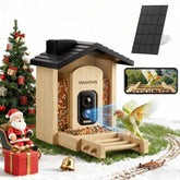 WESTHEY birdfeeder camera front view highlights eco friendly bamboo for easy backyard birdwatching.