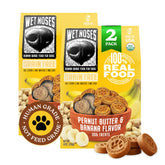 Wet Noses Organic Crunchy Dog Treats peanut butter banana front view—grain-free for sensitive dogs.