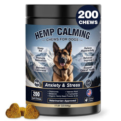 WEYILL chicken hemp dog calming chews bottle front promotes a calmer evening for dogs.