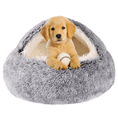 WgoogW hooded dog bed open top showing burrow-style comfort for small pets