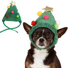Wgudzpj cat Christmas Tree Pom-Pom Hat for festive pet photos.