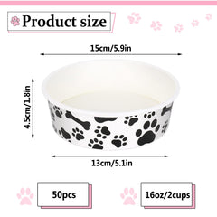 Whaline 16oz bowls show bone-paw design, ideal for travel-friendly, mess-free feeding.