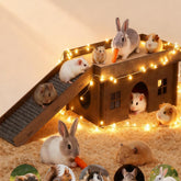 WHEARTED large bunny house with stair wooden hideout offers a cozy stair-access retreat for rabbits