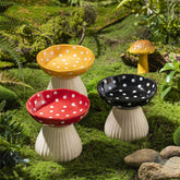 Whimsicalfox raised cat bowl red closeup highlights ceramic material and compact mushroom shape.