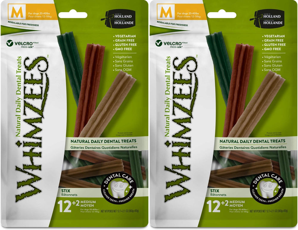 Whimzees Stix medium dog dental treat 2-pack for 25-40 lb dogs