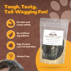Whitetail Naturals water buffalo horns medium 3-pack teeth benefits closeup—supports healthy gums