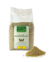 Wholesome Harvest quail starter feed bag front highlights high-protein 28% formula.