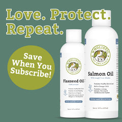 Wholistic Pet Organics Salmon Oil pouring into pet bowl enhances meal appeal.