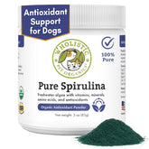 Wholistic Pet Organics Spirulina for Dogs packaging shows organic quality and trust