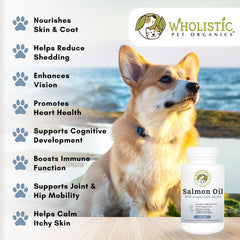 Wholistic Pet Organics Wild Alaskan Salmon Oil coat shine and itchy skin relief for dogs