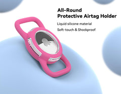 WhoseID rose clear Airtag case highlighting lightweight visibility and tracking.