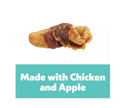 Wiggles & Wags Chicken & Apple Twists serving bowl scene perfect for daily treat times.