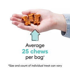 Wiggles & Wags dog enjoying a soft chew during playtime.