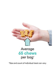 Wiggles & Wags peanut butter dog treats bag display highlighting flavor