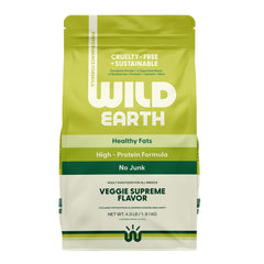 Wild Earth Vegan Performance bag highlights plant-based nutrition for active dogs.