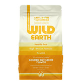 Wild Earth vegan dry dog food bag showing complete plant-based formula for dogs