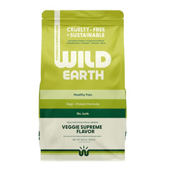 Wild Earth Veggie Supreme kibble close-up showing plant-based protein