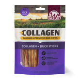 Wild Eats Real Duck Collagen Retriever Stick close-up, rawhide-free chew for dogs with dental-friendly benefits.