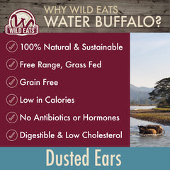 Wild Eats Water Buffalo ear dusted natural color reflects grass-fed ingredients.