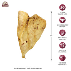 Wild Eats Water Buffalo ear dusted closeup reveals chew-friendly texture and color.