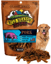 Wild Meadow Farms Classic Pork Minis pouch front, high-value training reward in a portable pouch.