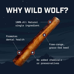 Wild Wolf Angus Bully Sticks 12-inch size shown for larger dogs.