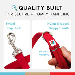 Wildebeest Funston leash grip in-use illustrates sturdy 3/4-inch width for comfortable handling.