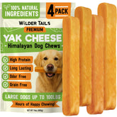 Wilder Tails yak chews pack-front for large dogs, long-lasting entertainment.