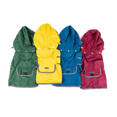 Wilderdog dog jacket removable hood adjusts weather protection as needed.