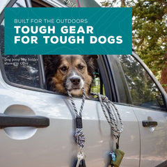 Wilderdog dispenser with open compartment keeps bags ready when needed.