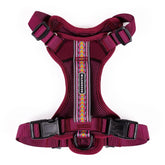 Wilderdog Huckleberry harness front view with reflective straps for night safety.