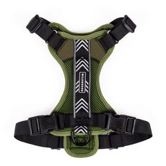 Wilderdog lightweight harness olive side view highlighting low weight for daily walks