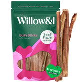 Willow & I bully sticks pack shot highlights long-lasting dog chews for extended play