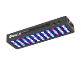 WILLS Full Spectrum Aquarium Light front view shows even coverage for reef tanks.