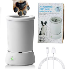 Winb paw-cleaner in-use showing gentle cleansing and paw massage for tired paws
