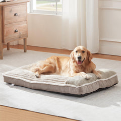 WindRACING large dog bed beige with pillow support for restful sleep