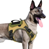 WINGOIN tactical dog harness khaki front view for secure everyday walking.